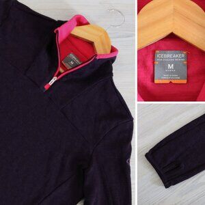 Icebreaker Women's Purple Quarter-Zip Pullover with Pink Trim